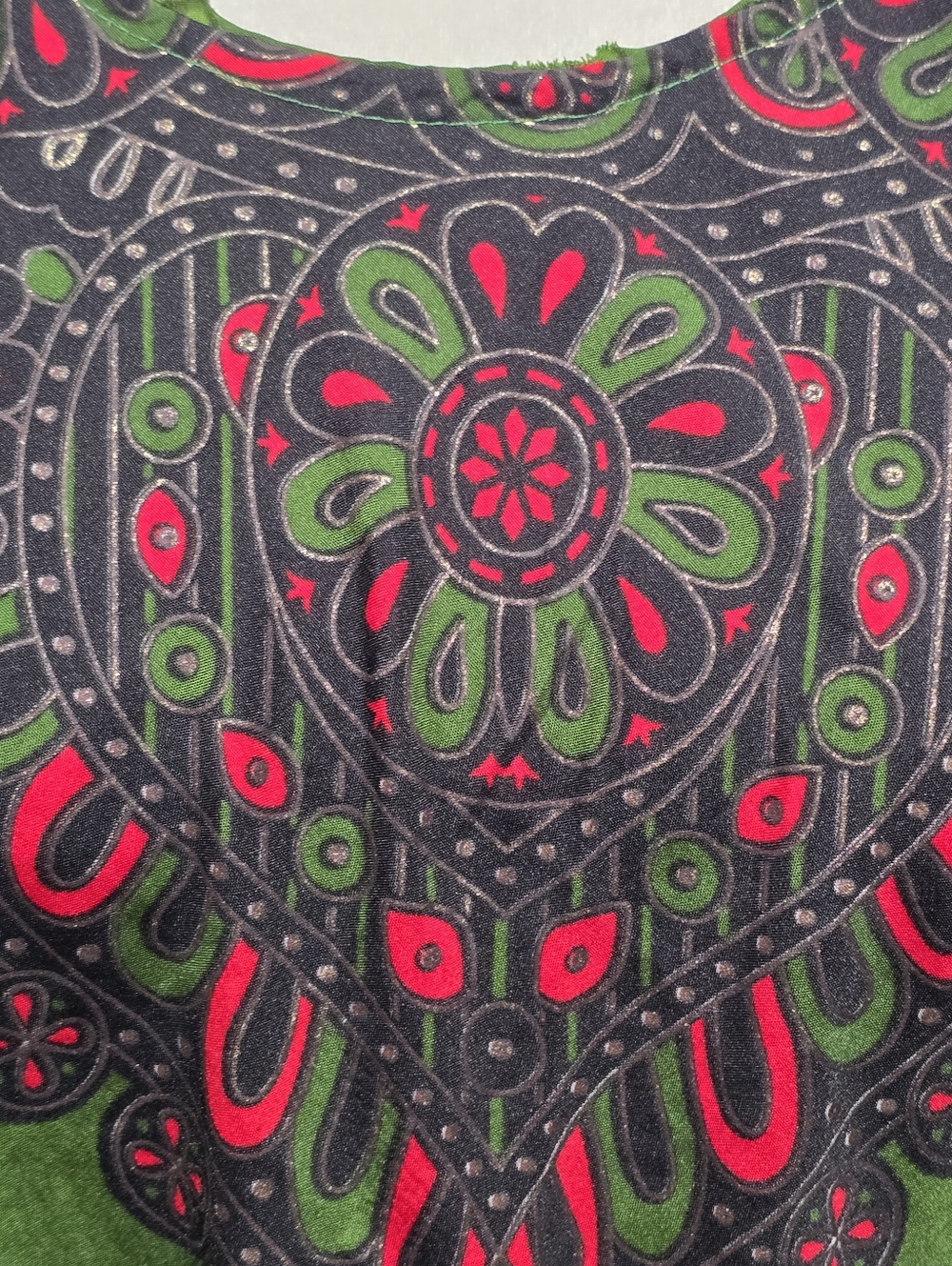 Lapogee Bold Print Green Short-Sleeve Dress with Red & Black Accents - Picture 4 of 11